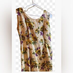 Floral Maxi Dress - Cream with Yellow and Purple Flowers